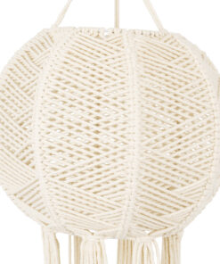 GloboStar® 36214 EGYPT Boho Καπέλο Φωτιστικού- Μακραμέ Πλεκτό Χειροποίητο Μπεζ Βαμβακερό Νήμα - Μ30 x Π30 x Υ75cm 8 36214 4