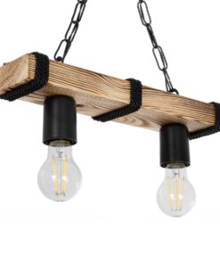 GloboStar® GLOBOSTAR® GLISTER 201-0002 Vintage Κρεμαστό Φωτιστικό Οροφής με Ντουί 2 x E27 AC 220-240V IP20 - Μπεζ & Μαύρο - Μ38 x Π9 x Υ10cm