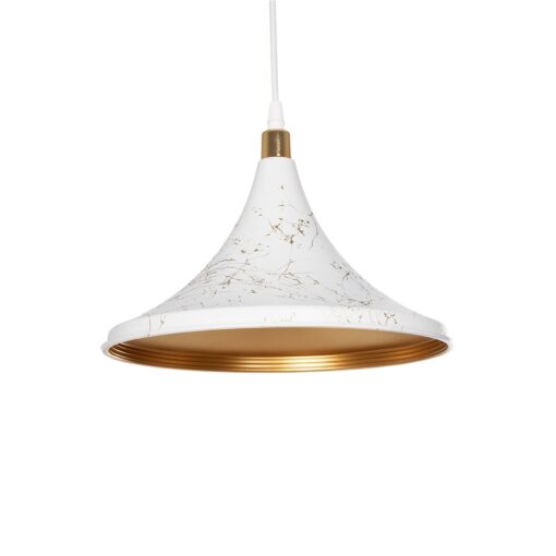 GloboStar® GLOBOSTAR® MARBLE 203-0098 Μοντέρνο Κρεμαστό Φωτιστικό Οροφής με Ντουί 1 x E27 AC 220-240V IP20 - Λεύκο & Χρυσό - Μ30 x Π30 x Υ20cm