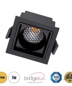 GloboStar® GloboStar® PLUTO-S 60269 Χωνευτό LED Spot Downlight TrimLess Μ6.4xΠ6.4cm 7W 875lm 38° AC 220-240V IP20 Μ6.4 x Π6.4 x Υ4.9cm - Τετράγωνο - Μαύρο & Anti-Glare HoneyComb - Θερμό Λευκό 2700K - Bridgelux COB - 5 Years Warranty
