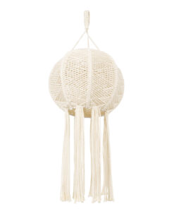 GloboStar® GloboStar® 36214 EGYPT Boho Καπέλο Φωτιστικού- Μακραμέ Πλεκτό Χειροποίητο Μπεζ Βαμβακερό Νήμα - Μ30 x Π30  x Υ75cm