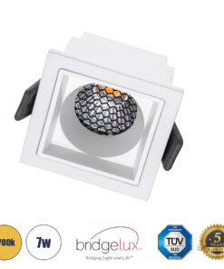 GloboStar® GloboStar® PLUTO-S 60267 Χωνευτό LED Spot Downlight TrimLess Μ6.4xΠ6.4cm 7W 875lm 38° AC 220-240V IP20 Μ6.4 x Π6.4 x Υ4.9cm - Τετράγωνο - Λευκό & Anti-Glare HoneyComb - Θερμό Λευκό 2700K - Bridgelux COB - 5 Years Warranty