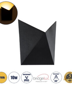 GloboStar® GloboStar® STEALTH 60520 Φωτιστικό Τοίχου - Απλίκα Αρχιτεκτονικού Φωτισμού Εσωτερικού/Εξωτερικού Χώρου Up or Down LED 10W 1000lm 60° AC220-240V Αδιάβροχο IP65 - Σώμα Αλουμινίου & Tempered Glass - Μ17 x Π17 x Υ7.5cm - Θερμό Λευκό 2700K - Μαύρο - Bridgelux Chip - 5 Years Warranty