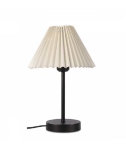 GloboStar® GloboStar® ORACLE 204-0156 Μοντέρνο Eπιτραπέζιο Φωτιστικό Μονόφωτο 1 x E27 IP20 Μαύρο Μέταλλο με Μπεζ Ύφασμα - Μ22 x Π22 x Υ36cm