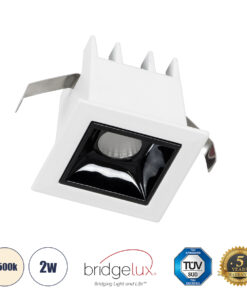 GloboStar® GloboStar® LUMINAR SUPERIOR 60314 Χωνευτό LED Spot Downlight TrimLess 2W 280lm 36° AC 220-240V IP20 Μ4.3 x Π4.3 x Υ4.5cm - Λευκό με Μαύρο Κάτοπτρο - Φυσικό Λευκό 4500K - Bridgelux High Lumen Chip Gen2 - TÜV Certified Driver - 5 Years Warranty