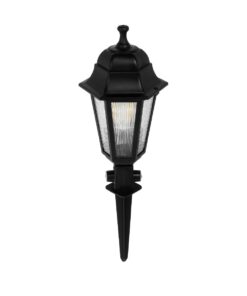 GloboStar® GloboStar® VITRO 203-0193 Vintage Καρφωτό Φωτιστικό Φαναράκι Μονόφωτο 1 x E27 IP44 Μαύρο & Διάφανο Πλαστικό - Μ17 x Π17 x Υ55cm