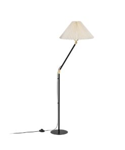 GloboStar® GloboStar® FLY 204-0127 Μοντέρνο Eπιδαπέδιο Φωτιστικό Μονόφωτο 1 x E27 IP20 Μαύρο & Χρυσό Μέταλλο με Μπεζ Ύφασμα - Μ38 x Π38 x Υ155cm