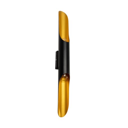 GloboStar® GLOBOSTAR® ESTERINA 01302 Μοντέρνο Φωτιστικό Τοίχου - Απλίκα με Ντουί 2 x E27 AC 220-240V IP20 - Μαύρο & Χρυσό - Μ5.5 x Π8 x Υ60cm