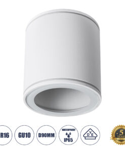 GloboStar® GloboStar® MARETTI 61446 Επιφανειακό Στρόγγυλο Φωτιστικό Σποτ με Ντουί 1 x GU10 VDE Certified AC 220-240V Αδιάβροχο IP65 - Σώμα Αλουμινίου & Υψηλής Αντοχής Tempered Glass - Φ9 x Υ9cm - Λευκό Ματ - 5 Χρόνια Εγγύηση