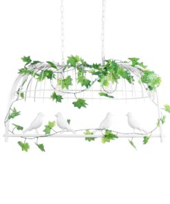 GloboStar® GLOBOSTAR® NEST 01644 Vintage Κρεμαστό Φωτιστικό Οροφής με Ντουί 2 x E27 AC 220-240V IP20 - Λευκό & Πράσινο - Μ73.6 x Π37.5 x Y38cm