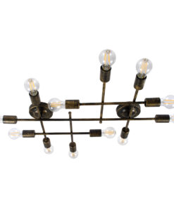 GloboStar® GloboStar® PIPING 00669-1 Vintage Φωτιστικό Οροφής Πλέγμα Πολύφωτο 12 x E27 IP20 Μπρούτζινο Μέταλλο - Μ78.5 x Π9.5 x Υ64cm