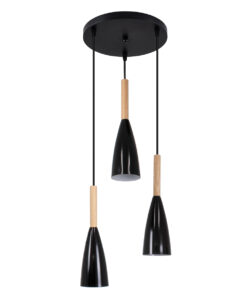 GloboStar® GLOBOSTAR® DILLON 00626 Μοντέρνο Κρεμαστό Φωτιστικό Οροφής με Ντουί 3 x E27 AC 220-240V IP20 - Μαύρο & Μπεζ - Μ26 x Π26 x Υ130cm