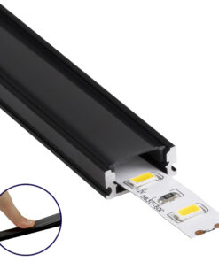 GloboStar® GLOBOSTAR® ALP-LINEAR SURFABO 70806-1M Επιφανειακό Προφίλ Αλουμινίου με Μαύρο Φιμέ Πατητό Κάλυμμα για Ταινίες LED IP20 - Μαύρο & Λευκό - Μ100 x Π1.6 x Υ0.7cm