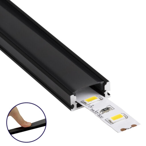 GloboStar® GLOBOSTAR® ALP-LINEAR SURFABO 70806-1M Επιφανειακό Προφίλ Αλουμινίου με Μαύρο Φιμέ Πατητό Κάλυμμα για Ταινίες LED IP20 - Μαύρο & Λευκό - Μ100 x Π1.6 x Υ0.7cm