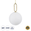 GloboStar® GLOBOSTAR® BELLISSIMO 61487 Μοντέρνο Κρεμαστό Φωτιστικό Οροφής με Ντουί 1 x E27 AC 220-240V IP20 - Λευκό & Χρυσό - Μ30 x Π30 x Υ52cm