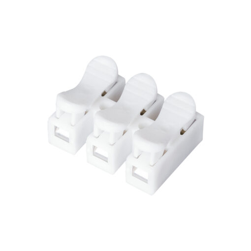 GloboStar® GloboStar® FAST-CONNECT 69906 Τριπλή Κλέμα Ταχείας Σύνδεσης & Διακλάδωσης Καλωδίων - 3 x Είσοδοι & 3 x Έξοδοι με Συμβατή Διατομή Καλωδίων 0.2mm² έως 1mm² - 250V 2A Max - Μ2 x Π2.7 x Υ1.9cm - Λευκό - Πακέτο 20 Τεμαχίων - 5 Years Warranty