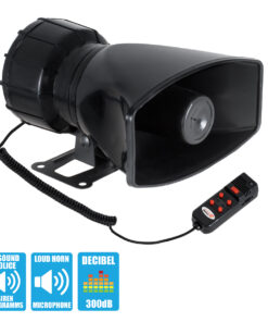 GloboStar® GloboStar® 85698 Τηλεβόας - Ντουντούκα - Σειρήνα - Κόρνα Αυτοκινήτου με 5 Προγράμματα Ήχητικών Εφέ Αστυνομίας - Πυροσβεστικής - Security με Μικρόφωνο - 100W 300db DC 12V Αδιάβροχο IP65