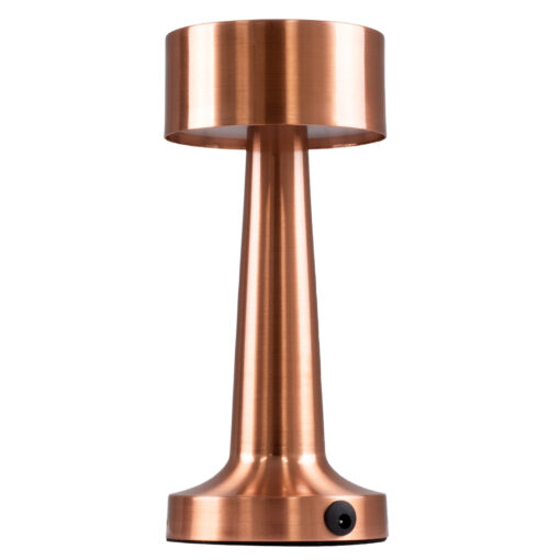 GloboStar® GloboStar® BELLA 76505 Επαναφορτιζόμενο Επιτραπέζιο Φωτιστικό Πορτατίφ LED 1.5W 105lm 120° DC 5V IP44 Θερμό Λευκό 2700K Dimmable Χάλκινο Αλουμίνιο - Μ9 x Π9 x Υ21cm - 2 Xρόνια Εγγύηση