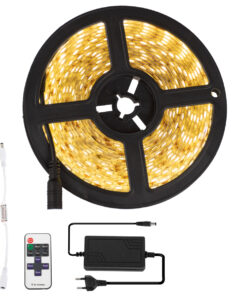 GloboStar® GloboStar® 70412 Σετ Ταινία LED 5m 72W/5m 12V 60LED/m 5050 SMD 1497lm/m 120° Αδιάβροχη IP65 με Ασύρματο Χειριστήριο RF 2.4Ghz και Τροφοδοτικό Θερμό Λευκό 3000K Dimmable