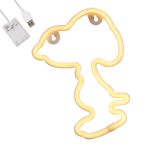 GloboStar® GloboStar® 78578 Φωτιστικό Ταμπέλα Φωτεινή Επιγραφή NEON LED Σήμανσης SNOOPY 5W με Καλώδιο Τροφοδοσίας USB - Μπαταρίας 3xAAA (Δεν Περιλαμβάνονται) - Θερμό Λευκό 2700K