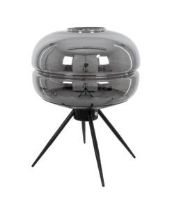 GloboStar® GloboStar® JAVAN 00738 Μοντέρνο Επιτραπέζιο Φωτιστικό Πορτατίφ Μονόφωτο 1 x E27 IP20 Ασημί Γυαλί με Μαύρο Μέταλλο - Μ30 x Π30 x Υ19cm