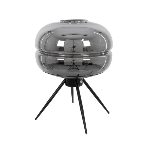 GloboStar® GloboStar® JAVAN 00738 Μοντέρνο Επιτραπέζιο Φωτιστικό Πορτατίφ Μονόφωτο 1 x E27 IP20 Ασημί Γυαλί με Μαύρο Μέταλλο - Μ30 x Π30 x Υ19cm