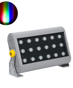 GloboStar® GLOBOSTAR® FLOOD-HENA 90642 Προβολέας Σποτ Wall Washer LED 36W 3600lm 30° DC 24V Αδιάβροχο IP65 RGB DMX512 Dimmable - Ασημί - Μ30 x Π6 x Υ17cm - 3 Χρόνια Εγγύηση