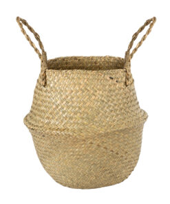 GloboStar® GloboStar® Artificial Garden IBIZA 20197 Διακοσμητικό Ψάθινο Καλάθι - Κασπώ Γλάστρα - Flower Pot Μπεζ Π33cm x Υ40cm
