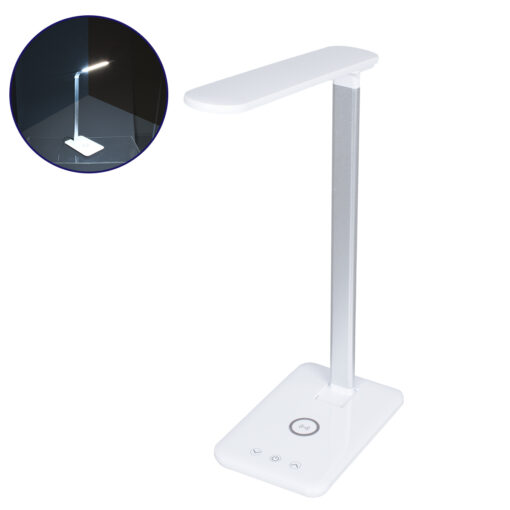GloboStar® GLOBOSTAR® ONO 76532 Μοντέρνο Επιτραπέζιο Φωτιστικό Γραφείου με Ασύρματη Φόρτιση 10W 2A LED 3.5W 350lm 120° DC 5V με USB-C IP20 Ρυθμιζόμενο Λευκό CCT με Αφή 2700K/4500K/6000K Dimmable - Sanan SMD Chip - Λευκό - Μ18 x Π12 x Υ36cm - 2 Χρόνια Εγγύηση