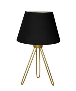 GloboStar® GloboStar® TRIP 204-0085 Μοντέρνο Eπιτραπέζιο Φωτιστικό Πορτατίφ Μονόφωτο 1 x E27 IP20 Χρυσό Μέταλλο με Μαύρο Ύφασμα - Μ22 x Π22 x Υ33cm