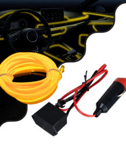 GloboStar® GLOBOSTAR® ELWIRE 82208 Κιτ Διακοσμητικού Φωτισμού Αυτοκινήτου LED 1.2W 84lm 360° DC 12V Αδιάβροχο IP65 Κίτρινο - Μ300 x Π1 x Υ0.3cm - 1 Χρόνο Εγγύηση