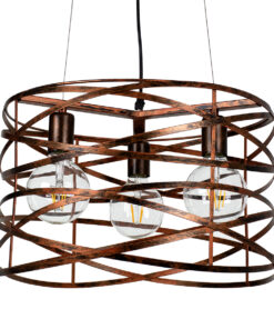 GloboStar® GLOBOSTAR® TOKEN 00856 Μοντέρνο Κρεμαστό Φωτιστικό Οροφής με Ντουί 3 x E27 AC 220-240V IP20 - Χάλκινο Εφέ Σκουριάς - Μ43 x Π43 x Υ29cm