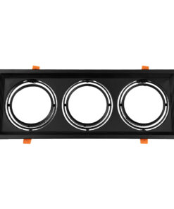 GloboStar® GLOBOSTAR® VITA 77857 Χωνευτή Κινούμενη Βάση για 3 x Σποτ AR111 με Ντουί GU10/GU5.3 IP20 - Μαύρο Ματ - Μ48.7 x Π18 x Υ5.5cm / Q47.5 x 17cm