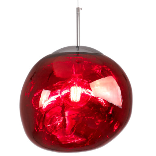 GloboStar® GLOBOSTAR® DIXAR 00763 Μοντέρνο Κρεμαστό Φωτιστικό Οροφής με Ντουί 1 x E27 AC 220-240V IP20 - Κόκκινο & Ασημί - Μ36 x Π36 x Υ45cm