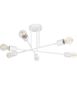 GloboStar® GloboStar® SPIDI 203-0113 Μοντέρνο Φωτιστικό Οροφής Πλέγμα Πολύφωτο 6 x E27 IP20 Λευκό Μέταλλο - Μ61 x Π61 x Υ25cm