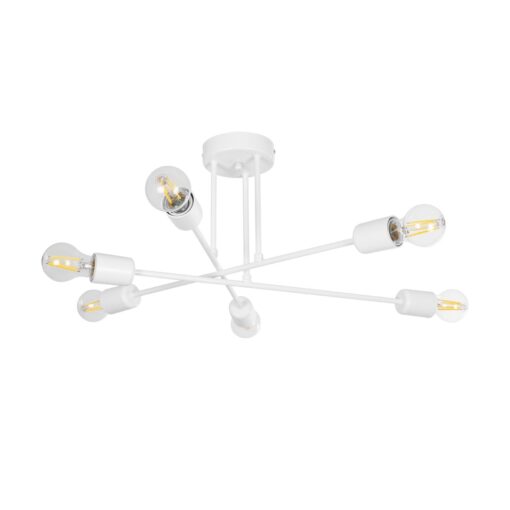 GloboStar® GloboStar® SPIDI 203-0113 Μοντέρνο Φωτιστικό Οροφής Πλέγμα Πολύφωτο 6 x E27 IP20 Λευκό Μέταλλο - Μ61 x Π61 x Υ25cm