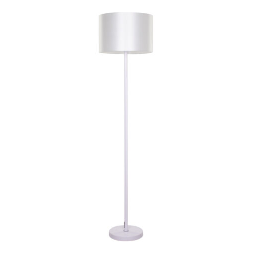 GloboStar® GloboStar® ASHLEY 00823 Μοντέρνο Επιδαπέδιο Φωτιστικό Μονόφωτο 1 x E27 IP20 Λευκό Μέταλλο με Λευκό Ύφασμα - Μ35 x Π35 x Υ145cm