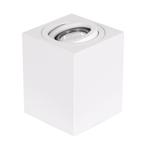 GloboStar® GloboStar® AKIRA 60622 Επιφανειακό Κινούμενο Τετράγωνο Φωτιστικό Σποτ Αλουμινίου με Ντουί GU10 AC 220-240V IP44 Μ8 x Π8 x Υ10cm - Λευκό