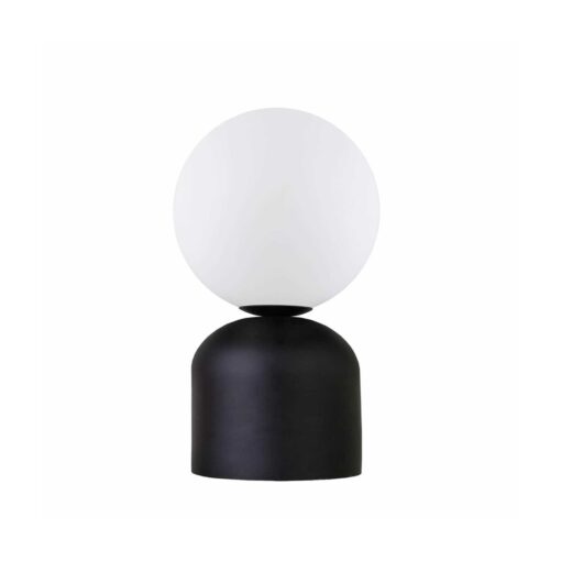 GloboStar® GloboStar® MAGIC 204-0132 Μοντέρνο Eπιτραπέζιο Φωτιστικό Μονόφωτο 1 x E27 IP20 Μαύρο Μέταλλο με Λευκό Γυαλί - Μ13 x Π13 x Υ28cm