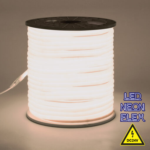 GloboStar® GloboStar® 70581 TUBE 360° Degree Neon Flex Epistar LED SMD 2835 1m 12W/m 120LED/m 1080lm/m 360° DC 24V Αδιάβροχη IP68 Φυσικό Λευκό 4500K Dimmable
