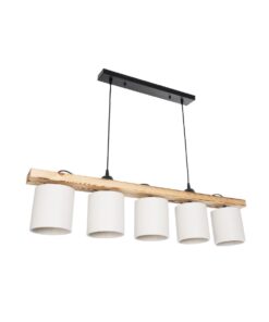 GloboStar® GLOBOSTAR® CUP 203-0054 Vintage Κρεμαστό Φωτιστικό Οροφής με Ντουί 5 x E27 AC 220-240V IP20 - Μπεζ & Λευκό - Μ100 x Π14 x Υ24cm