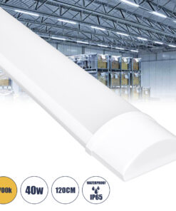 GloboStar® GloboStar® 60160 LED Γραμμικό Βιομηχανικό Φωτιστικό Tri-Proof 120cm 40W 3648lm 120° AC 220-240V Αδιάβροχο IP65 Μ120 x Π7.5 x Υ2.5cm Θερμό Λευκό 2700K - 2 Χρόνια Εγγύηση