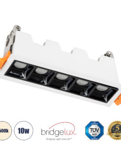 GloboStar® GloboStar® LUMINAR SUPERIOR 60318 Χωνευτό LED Spot Downlight TrimLess 10W 1400lm 36° AC 220-240V IP20 Μ14.8 x Π4.3 x Υ4.5cm - Λευκό με Μαύρο Κάτοπτρο - Φυσικό Λευκό 4500K - Bridgelux High Lumen Chip Gen2 - TÜV Certified Driver - 5 Years Warranty