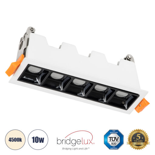 GloboStar® GloboStar® LUMINAR SUPERIOR 60318 Χωνευτό LED Spot Downlight TrimLess 10W 1400lm 36° AC 220-240V IP20 Μ14.8 x Π4.3 x Υ4.5cm - Λευκό με Μαύρο Κάτοπτρο - Φυσικό Λευκό 4500K - Bridgelux High Lumen Chip Gen2 - TÜV Certified Driver - 5 Years Warranty