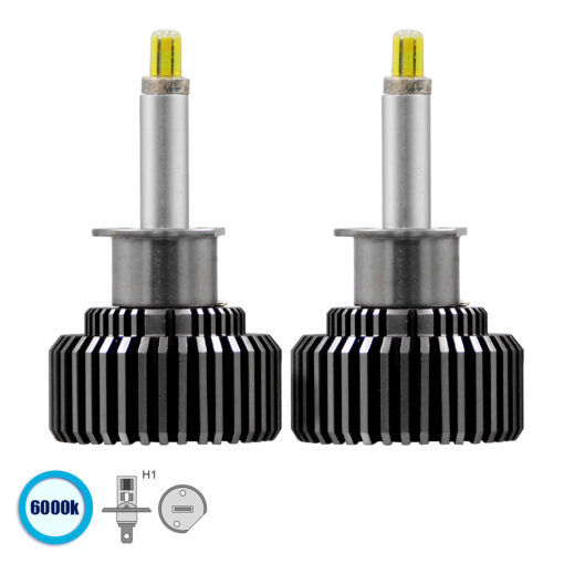 GloboStar® GLOBOSTAR® LEDKITR9 82060 Λάμπα H1 CANbus LED 55W/110W 5500lm/11000lm 360° DC 12-24V Αδιάβροχο IP65 Ψυχρό Λευκό 6000K - CREE COB Chip - Μ3.8 x Π3.8 x Υ5.8cm - Πακέτο 2 Τεμαχίων - 2 Χρόνια Εγγύηση