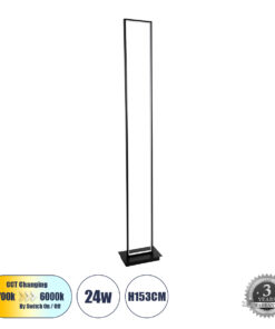 GloboStar® GloboStar® CORNELIE 60463 Μοντέρνο Επιδαπέδιο Φωτιστικό LED 24W 2640lm 200° AC 220-240V IP20 Ρυθμιζόμενο Λευκό CCT με Διακόπτη On/Off από 2700K έως 6000K - Μαύρο - Μ26 x Π16 x Υ153cm - 3 Χρόνια Εγγύηση