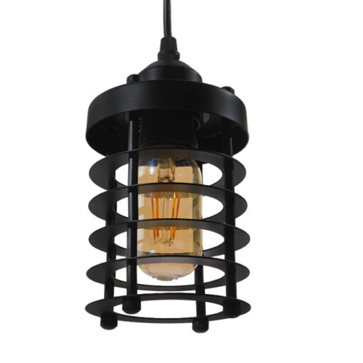 GloboStar® GLOBOSTAR® DARSEY 10001145 Vintage Κρεμαστό Φωτιστικό Οροφής με Ντουί 1 x E27 AC 220-240V IP20 - Μαύρο - Μ10 x Π10 x Υ25cm