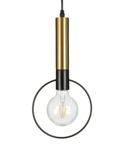 GloboStar® GLOBOSTAR® OLVERO 00772 Μοντέρνο Κρεμαστό Φωτιστικό Οροφής με Ντουί 1 x E27 AC 220-240V IP20 - Μαύρο & Χρυσό - Μ18 x Π4 x Y38cm