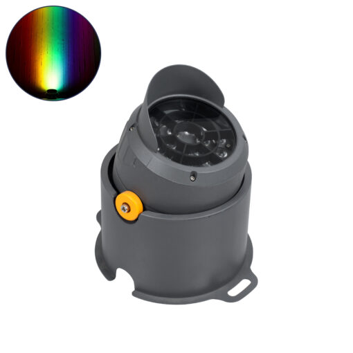 GloboStar® GloboStar® FLOOD-SIMA 90496 Κινούμενος Προβολέας - Σποτ Φωτισμού Wall Washer με Αντιθαμβωτική Γρίλια για Φωτισμό Κτιρίων LED 36W 3060lm 30° DC 24V Αδιάβροχο IP67 Μ21 x Π26 x Υ27cm RGBW DMX512 - Γκρι Ανθρακί - 3 Years Warranty