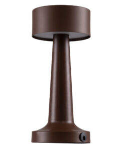 GloboStar® GloboStar® BELLA 76507 Επαναφορτιζόμενο Επιτραπέζιο Φωτιστικό Πορτατίφ LED 1.5W 105lm 120° DC 5V IP44 Θερμό Λευκό 2700K Dimmable Καφέ Αλουμίνιο - Μ9 x Π9 x Υ21cm - 2 Xρόνια Εγγύηση